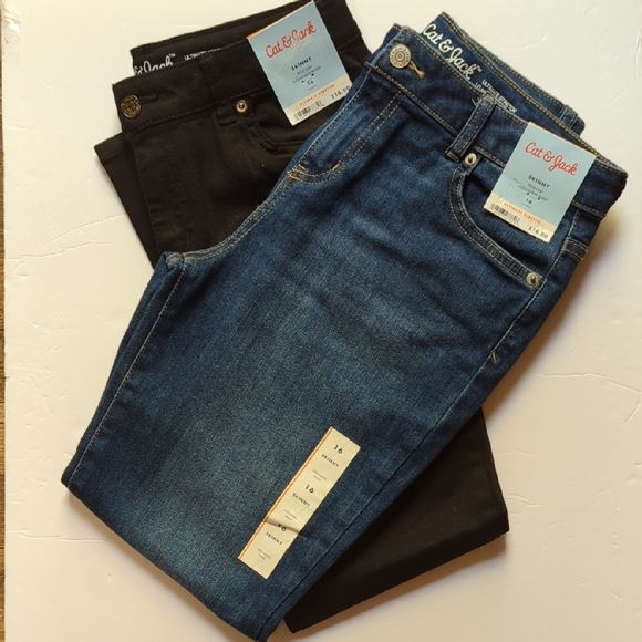 Cat & Jack Other - NWT 2 PAIRS Cat & Jack Mid-Rise Skinny Jeans Adjustable Waist SZ 16